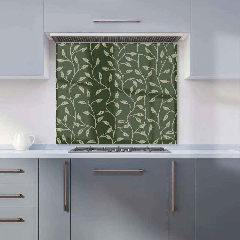 Image of Warren Reed - Designer Green Shrub With Leaves Kitchen Splashback Size: 600mm x 750mm Green Unisex 600mm x 750mm