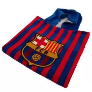 image of FC Barcelona Childrens/Kids Crest Towelling Hooded Poncho (One Size) (Blue/Red/Gold)