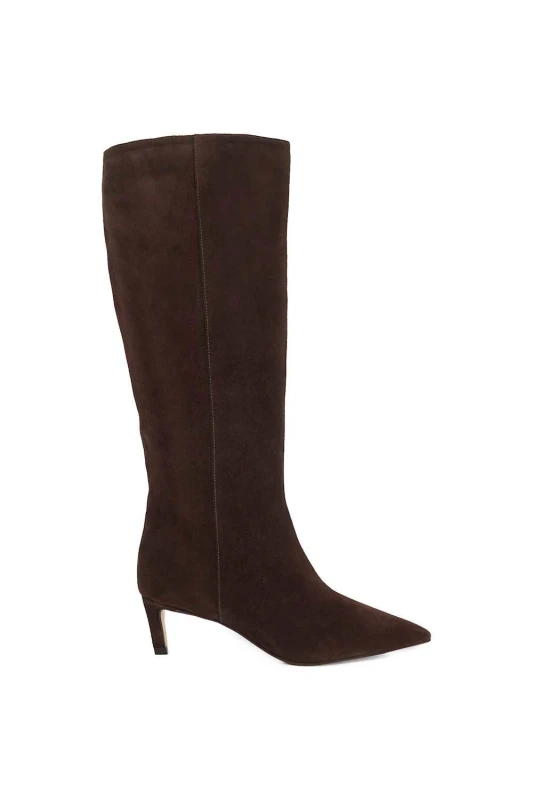 Image of Dune London Womens Wide Fit 'Smoothly' Suede Knee High Boots in Brown Size: 5 Brown Female 5