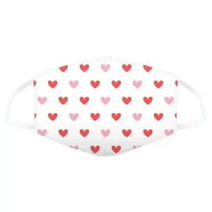 Image of White with Red Hearts Reusable Face Covering - Large