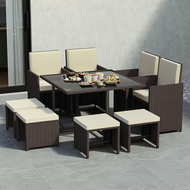 Image of Lassic Garden Vida Cuba 8 Seater Rattan Set + Cover Brown unisex One Size