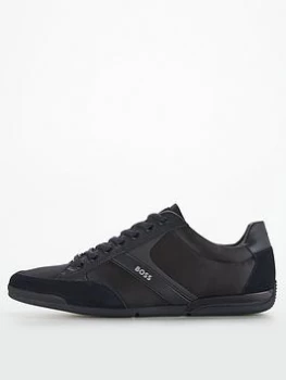 Image of BOSS Saturn Mix Fabric Trainers - Navy, Size 10, Men