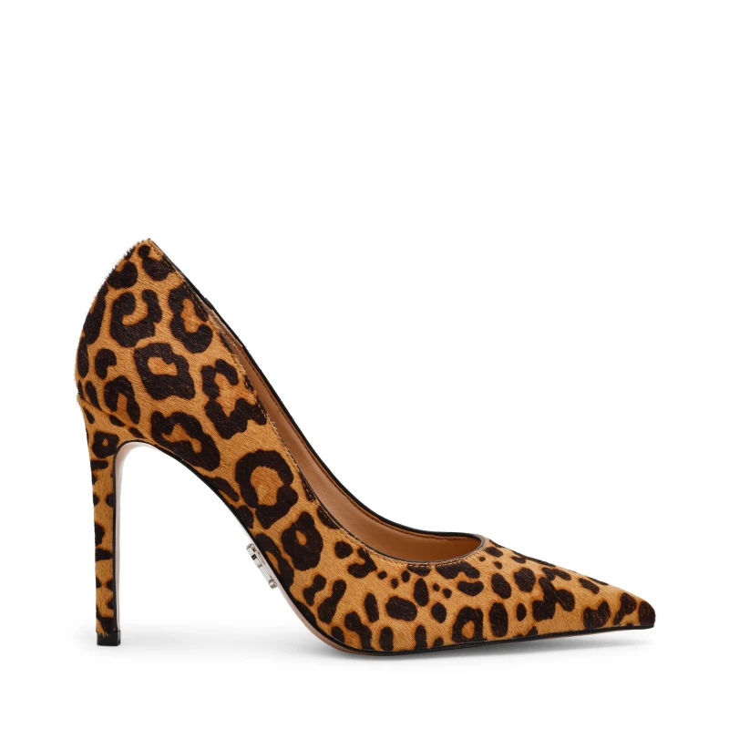 Image of Steve Madden Womens Thrive Pointed Toe Stiletto Court Shoes Leopard female 4 (37)