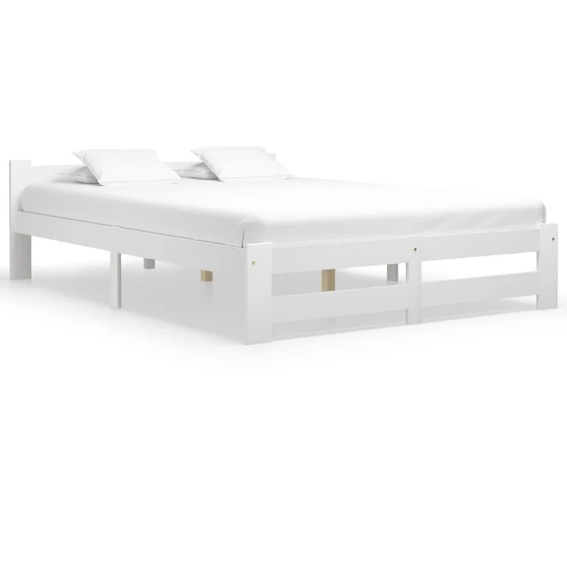 Image of Vidaxl Bed Frame White Solid Pine Wood 180X200 Cm, White 322003