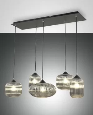 image of Gillis Cluster Pendant Ceiling Light Transparent Grey Glass, E27