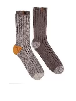 Image of TOTES 2 Pack Chunky Twist Wool Boot Socks - Brown, Men
