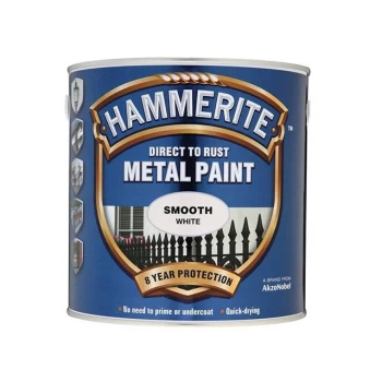 Image of Hammerite Smooth Finish Metal Paint White 2500ml