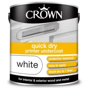 image of Crown Quick Drying Undercoat - Pure Brilliant White Paint - 2.5L