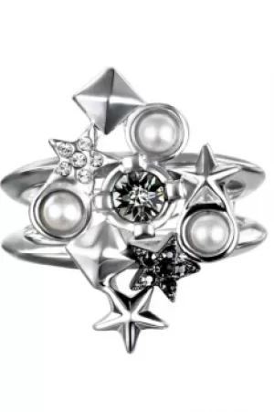 image of Ladies Karl Lagerfeld Silver Plated Eclectic Stud Cluster Ring Size N 5378321