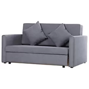 Image of HOMCOM Polycotton 2-Seater Sofa Bed w/ Pillows Blue