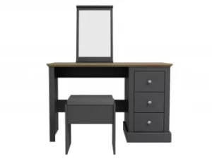Image of LPD Devon Charcoal 3 Drawer Pedestal Dressing Table and Stool Flat Packed