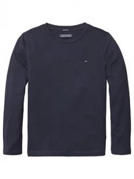 Image of Tommy Hilfiger Boys Long Sleeve Essential Flag T-Shirt - Navy