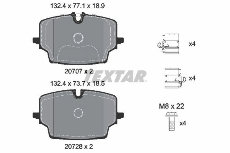 Image of Brake pad set TEXTAR 2070701