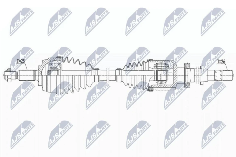 Image of NTY NPW-RE-159 Drive shaft 6-Speed Manual Transmission, Front Axle Right Drive Shaft (13)