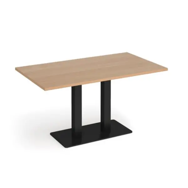 Image of Eros Eros rectangular dining table with flat Black rectangular base and twin uprights 1400mm x 800mm - beech EDR1400-K-B