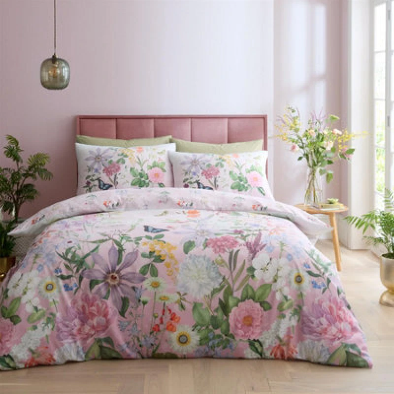 Image of RHS RHS x Catherine Lansfield Duvet Set Pink - RHS - Size: SINGLE Pink SINGLE GZ25001