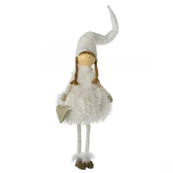 Image of White Fluffy And Sparkle Angel With Heart
