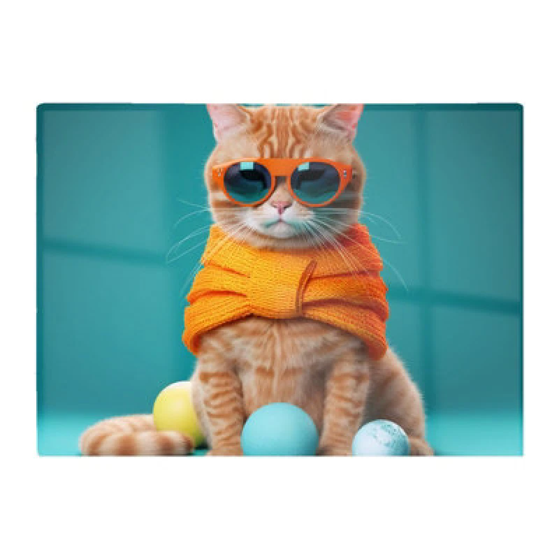 Image of Warren Reed Designer Cat In Glasses With Balls Of Wool Chopping Board