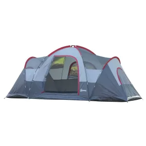 Image of Outsunny Fibreglass & Steel Frame 5/6 Person Lightweight Camping Tent Blue