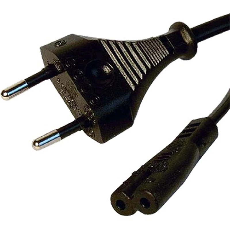 Image of Cablenet 2m Euro 2 Pin Flat - IEC C7 Figure of 8 Black PVC 0.75mm Powe