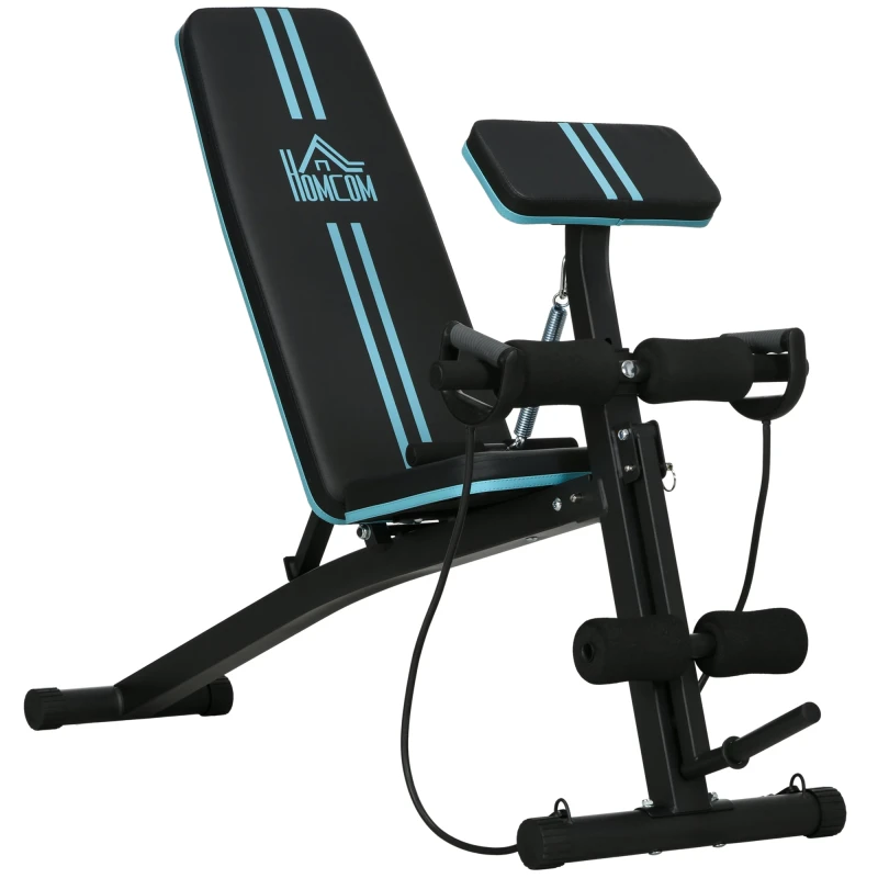 Image of HOMCOM Foldable Dumbbell Bench Weight Training 7 Incline Adjustable, Blue A91-062V00BU