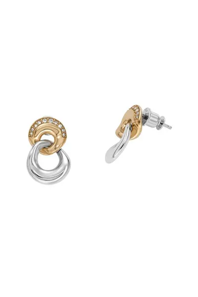 image of Skagen Jewellery Ladies Kariana Two Tone Silver Rose Gold Stainless Stud Earrings SKJ1609998 Silver