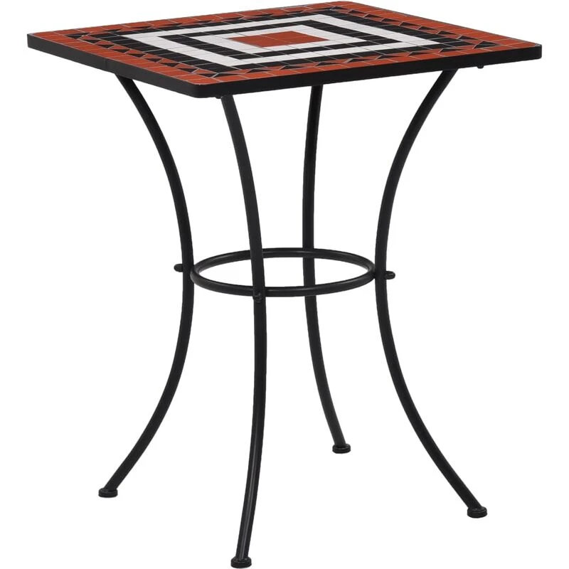 Image of Mosaic Bistro Table Terracotta and White 60cm Ceramic