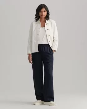 Image of GANT Women Linen Viscose Pull-On Pants (36) Blue