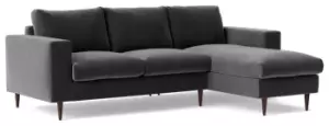 Image of Swoon Evesham Velvet Right Hand Corner Sofa - Granite Grey