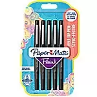 image of PaperMate Fineliner Pen Flair 0.7mm Black Pack of 5