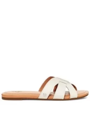 image of UGG Teague Flat Sandals, White, Size 4, Women