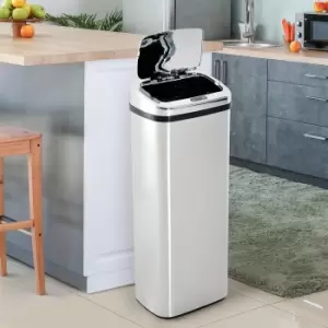 Image of HOMCOM 50L Infrared Automatic Motion Sensor Dustbin, Stainless Steel - Silver