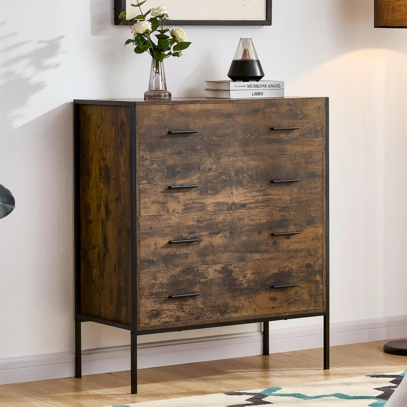 Image of Lassic Vida Designs Brooklyn 4 Drawer Chest Dark Wood unisex 4 Drawer
