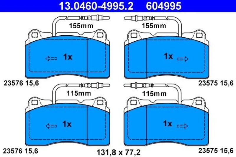 Image of ATE 13.0460-4995.2 Brake pad set incl. wear warning contact Brake Pad Set,disc brake (402)