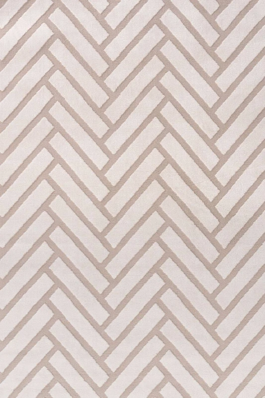 Image of THE RUGS Loft Herringbone Living Room Area Rug & Runners Soft Pile in Beige Size: 80cm x 150cm Beige Unisex 80cm x 150 cm