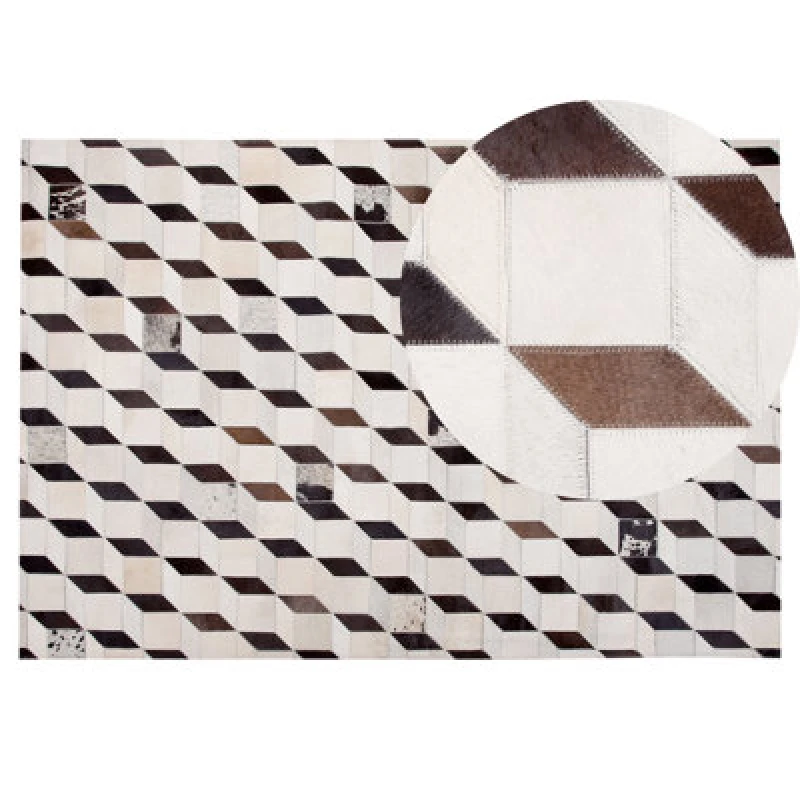 Image of Beliani Rug Alpkoy White 140 X 200 Cm Leather