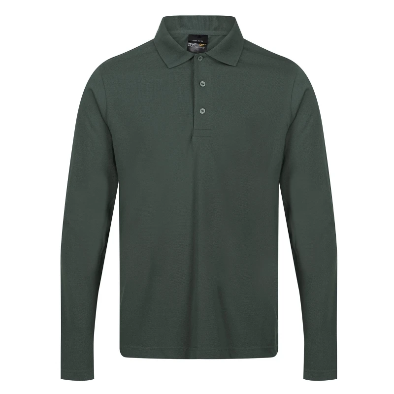 Image of Regatta Professional Mens Long-Sleeved Polo Shirt in Dark Green Size: XS Dark Green Male XS