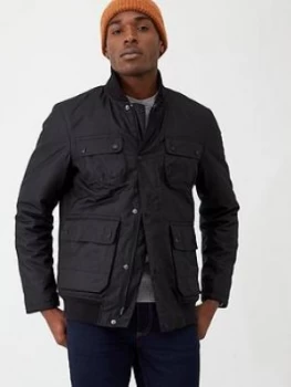 Image of Barbour International Edhill Wax Jacket - Black, Size L, Men