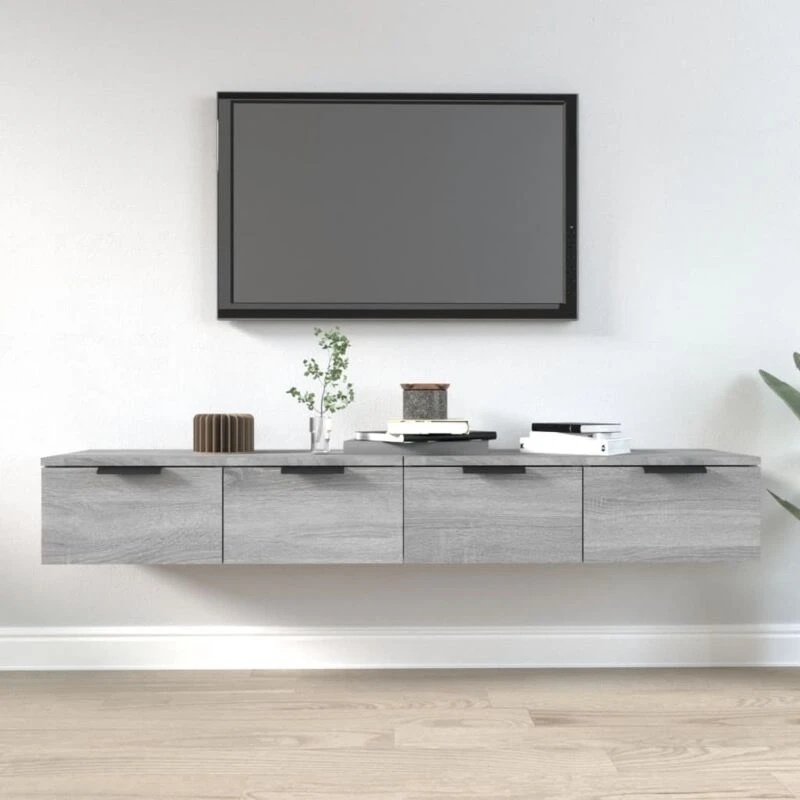Image of Vidaxl Wall Cabinets 2 Pcs Grey Sonoma 68X30X20 Cm Engineered Wood, Grey 3115898