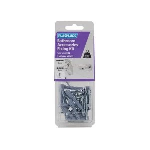 image of Plasplugs Bathroom Accessories Fixing Kit for Solid & Hollow Walls