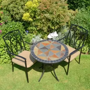 Image of Tobarra Table with 2 Ascot Chairs Set MultiColoured
