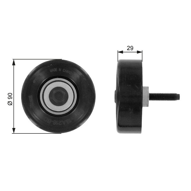 Image of GATES Deflection / guide pulley, V-ribbed belt GATES T36089