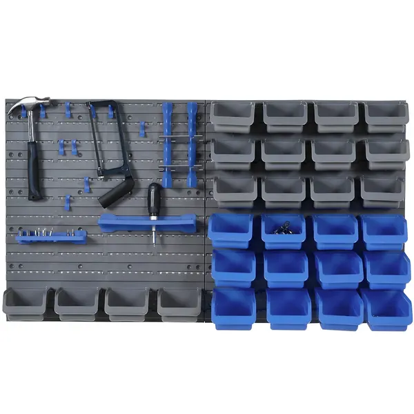 image of DURHAND Durhand - 44 Pcs On-Wall Garage diy Storage Unit Pegboard Tool Equipment Blue 5056725338169