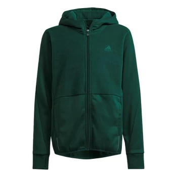 Image of adidas Designed to Move Fleece Hoodie (Gender Neutral) Ki - Collegiate Green