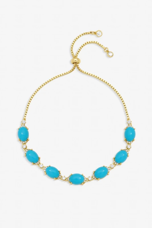 Image of Jon Richard Womens Gold Plated & Turquoise Stone Bracelet Gold Female One Size