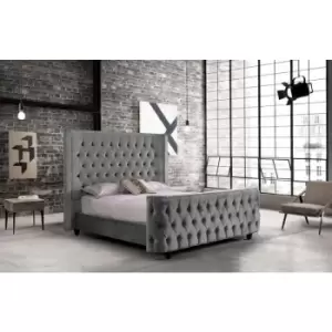Image of Harmony Upholstered Beds - Plush Velvet, Double Size Frame, Grey - Grey