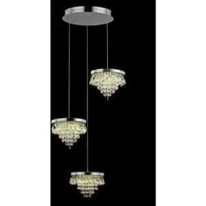 image of Impex Essonne 3 Light LED Chrome Cluster Pendant Ceiling Light