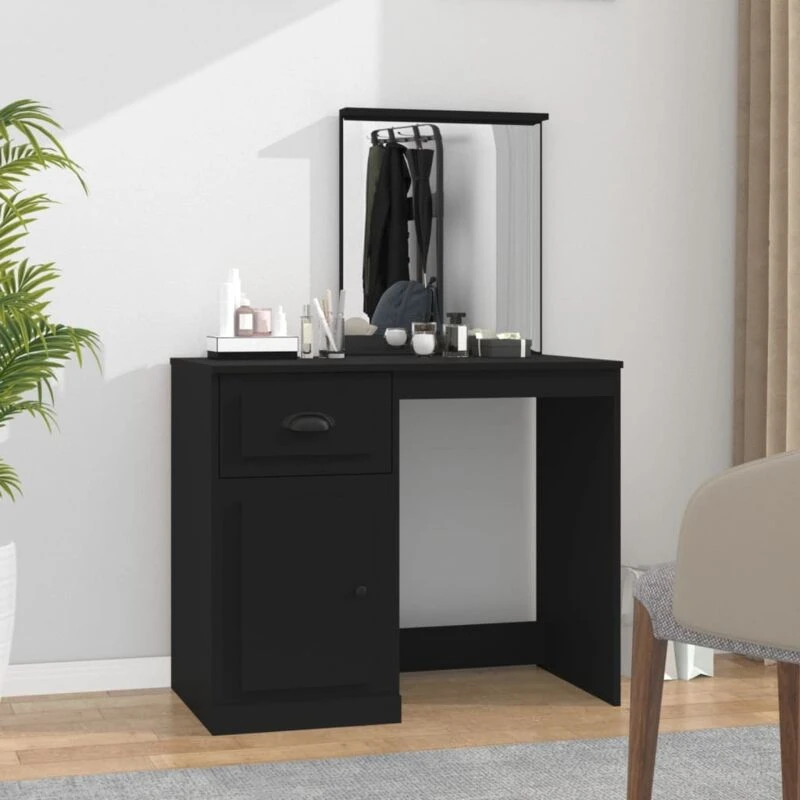 Image of VIDAXL Dressing Table with Mirror Black 90x50x132.5cm Engineered Wood Vidaxl 8720845794033