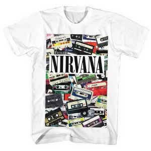 Image of Nirvana - Cassettes Unisex Large T-Shirt - White