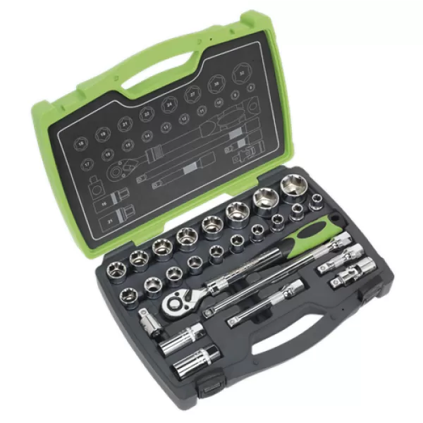 image of Genuine SEALEY AK7961 Socket Set 26pc 1/2Sq Drive 6pt WallDrive&#174; Metric